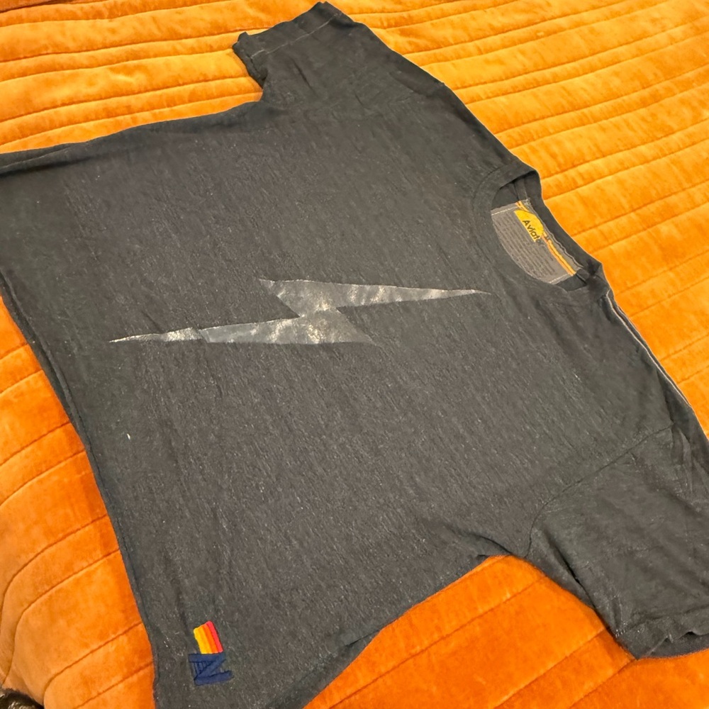 Aviator Nation Gray Tee with Yellow Accent